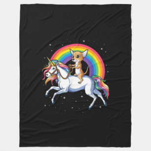 Chihuahua unicorn Mädchen Weltraum Galaxie Regenbo Fleecedecke