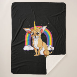 Chihuahua unicorn Mädchen Weltraum Galaxie Regenbo Sherpadecke