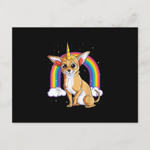 chihuahua unicorn Mädchen Weltraumgalaxie Regenbog Postkarte