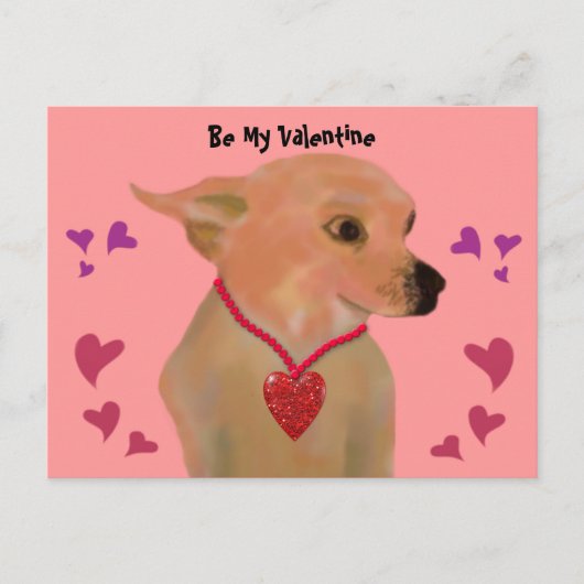 Chihuahua Valentine Hearts Feiertagspostkarte (Vorderseite)