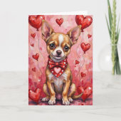 Chihuahua Valentine’s Day Dog with Hearts Red Karte (Vorderseite)
