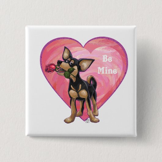 Chihuahua-Valentinstag Button (Vorderseite)