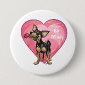 Chihuahua-Valentinstag Button (Vorderseite)