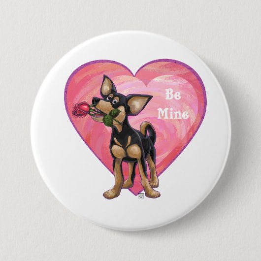 Chihuahua-Valentinstag Button (Vorderseite)