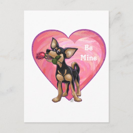Chihuahua-Valentinstag Feiertagspostkarte (Vorderseite)