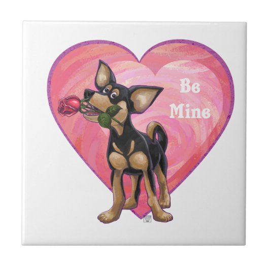 Chihuahua-Valentinstag Fliese (Vorderseite)