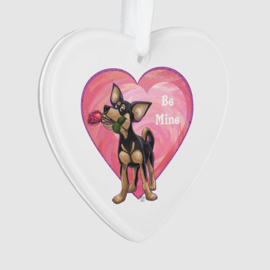 Chihuahua-Valentinstag Ornament (Vorderseite)