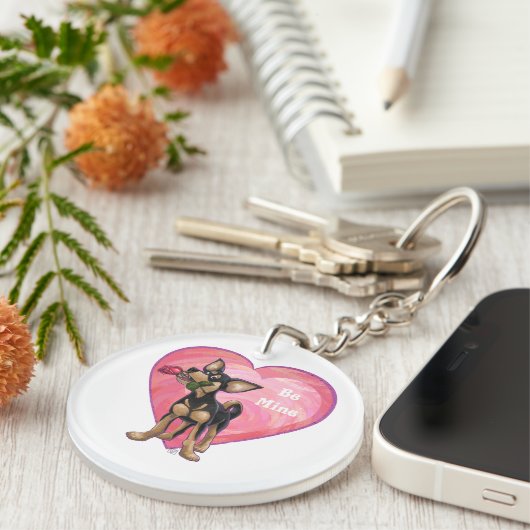 Chihuahua-Valentinstag Schlüsselanhänger (Vorderseite rechts)