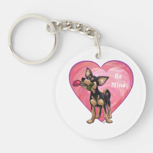 Chihuahua-Valentinstag Schlüsselanhänger (Vorderseite)