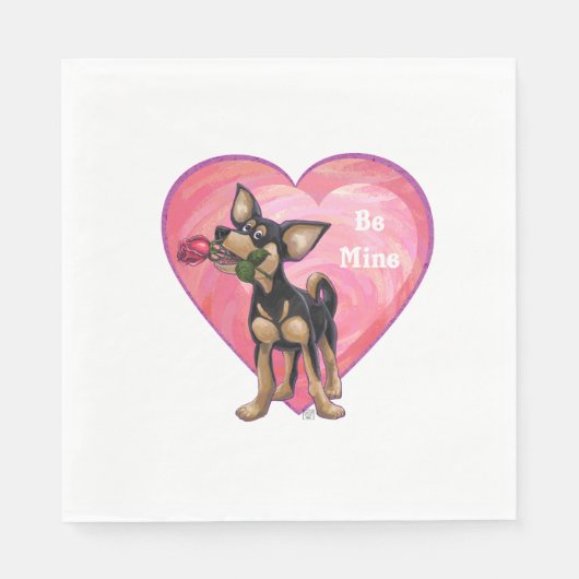 Chihuahua-Valentinstag Serviette (Vorderseite)