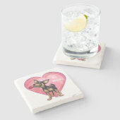 Chihuahua-Valentinstag Steinuntersetzer (Seitenansicht)