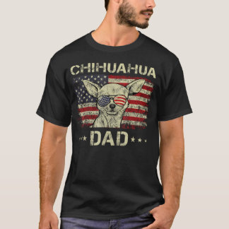 Chihuahua-Vater-Hunde-Liebhaber Amerikanische Flag T-Shirt