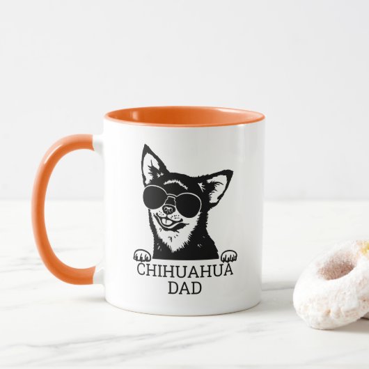 Chihuahua-Vater mit Brillen-Vatertagskästen Tasse (Mit Donut)