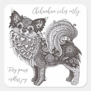 Chihuahua-Vibes-Viereck-Sticker Quadratischer Aufkleber