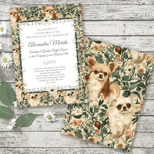Chihuahua Vintage-Blumen-Tapete Einladung