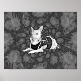 Chihuahua Vintage Schwarz-Weiß-Hunde Kunst Poster