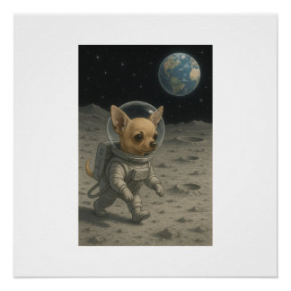 Chihuahua Walking on the Moon Poster
