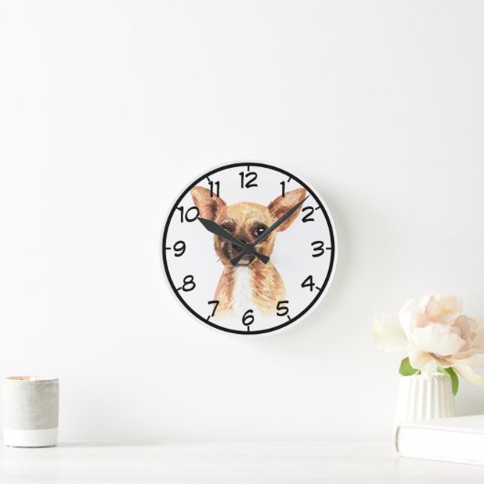Chihuahua Wall Clock Runde Wanduhr (Zuhause)