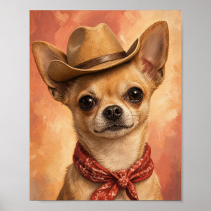 Chihuahua-Wandkunst — Porträt eines kleinen Cowboy Poster
