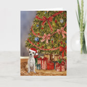 Chihuahua Wasserfarbe unter Weihnachtsbaumkarte Karte (Vorderseite)