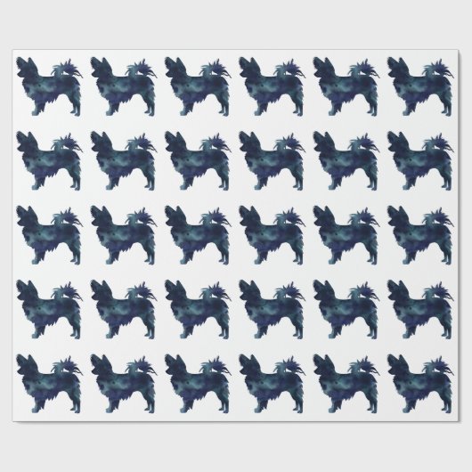 Chihuahua-Watercolor-Schwarze Silhouette Geschenkpapier (Flach)