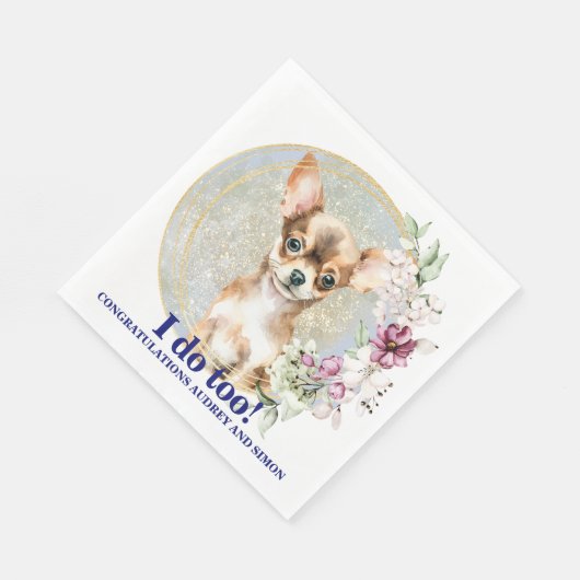 Chihuahua Wedding Napkins mit Hunden Foto Serviette (Ecke)