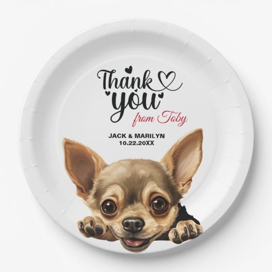 Chihuahua Wedding Vielen Dank Pappteller (Vorderseite)