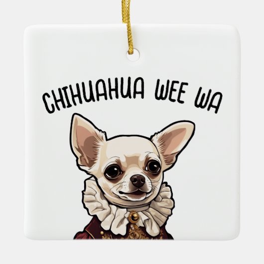 Chihuahua wee wa keramikornament (Vorderseite)