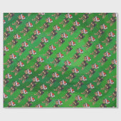 Chihuahua Weihnachten auf Grün Geschenkpapier (Flach)