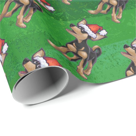 Chihuahua Weihnachten auf Grün Geschenkpapier (Rolleneckpunkt)