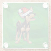 Chihuahua Weihnachten auf Grün Glasuntersetzer (Rückseite)
