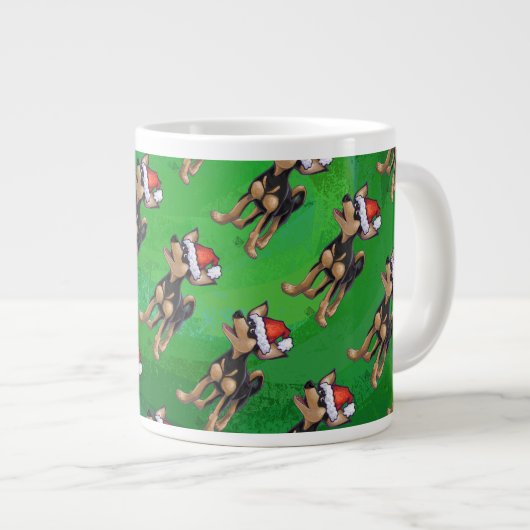 Chihuahua Weihnachten auf Grün Jumbo-Tasse (Vorderseite Rechts)