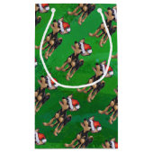 Chihuahua Weihnachten auf Grün Kleine Geschenktüte (Rückseite)