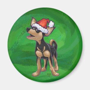 Chihuahua Weihnachten auf Grün Magnet
