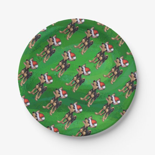 Chihuahua Weihnachten auf Grün Pappteller (Vorderseite)