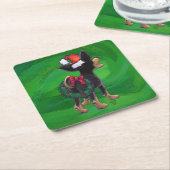 Chihuahua Weihnachten auf Grün Rechteckiger Pappuntersetzer (angewinkelt)