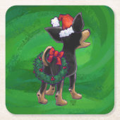 Chihuahua Weihnachten auf Grün Rechteckiger Pappuntersetzer (Vorderseite)