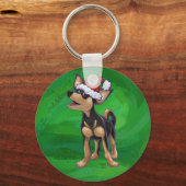 Chihuahua Weihnachten auf Grün Schlüsselanhänger (Vorderseite)