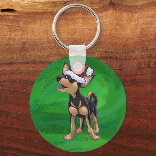 Chihuahua Weihnachten auf Grün Schlüsselanhänger (Vorderseite)