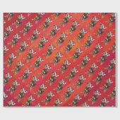 Chihuahua-Weihnachten auf Rot Geschenkpapier (Flach)