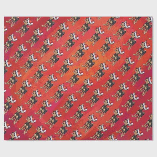 Chihuahua-Weihnachten auf Rot Geschenkpapier (Flach)