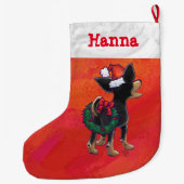 Chihuahua Weihnachten auf Rot Großer Weihnachtsstrumpf (Rückseite)