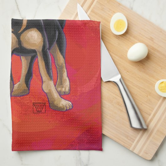 Chihuahua Weihnachten auf Rot Küchentuch (Viertel Falte)