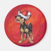 Chihuahua Weihnachten auf Rot Magnet (Vorne)