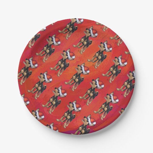 Chihuahua Weihnachten auf Rot Pappteller (Vorderseite)