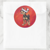 Chihuahua Weihnachten auf Rot Runder Aufkleber (Tasche)