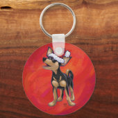 Chihuahua Weihnachten auf Rot Schlüsselanhänger (Vorderseite)