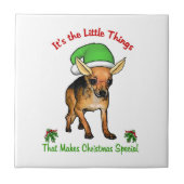 Chihuahua Weihnachten Fliese (Vorderseite)