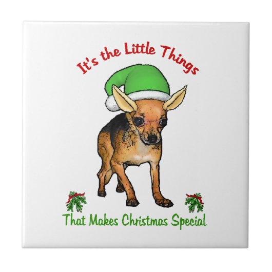 Chihuahua Weihnachten Fliese (Vorderseite)