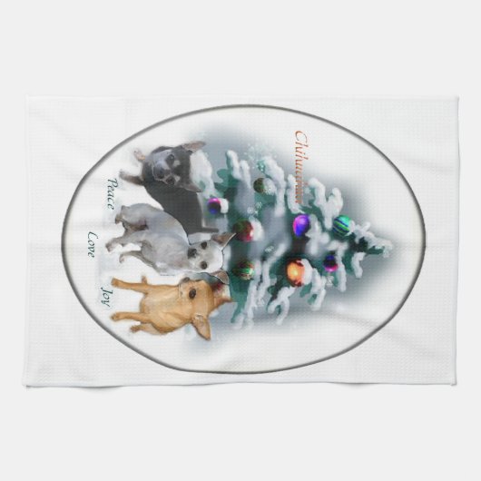 Chihuahua Weihnachten Geschirrtuch (Horizontal)
